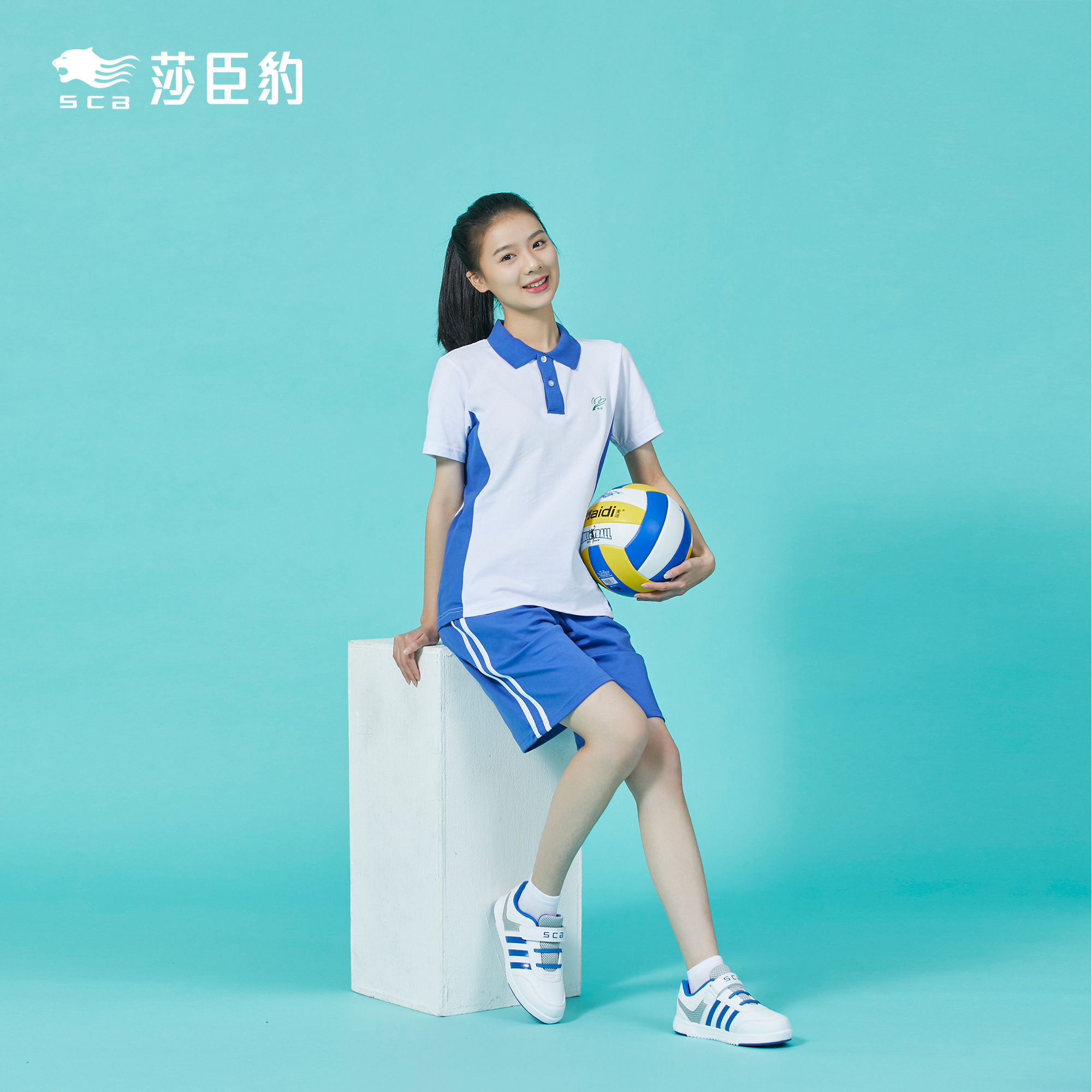 Shenzhen school uniform Shachen Leopard Middle School Girls Summer Sports Short Sleeve Set (Regular Quick Dry)