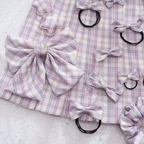 Original JK uniform ( Lovers are not full ) Tongue small object hair accessories cute pink plaid super large butterfly bow hairpin