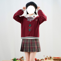 Autumn Winter Original JK Uniform Skirt Student Suit Christmas Suit ( Jingle ) sweater to girlfriend's gift