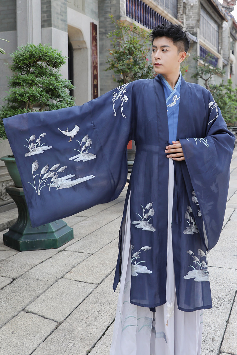 长相令传统男汉服情侣武侠风交领古装女大袖衫仙气演出团体服套装