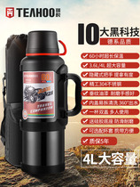 Stainless Steel Insulated Pot Outdoor 4L On-board Thermos Thermokettle Insulated Cups Large Capacity Portable Military Kettle Vacuum