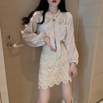 Shirt women wear Hong Kong style Joker design sense niche bright silk Super fairy long sleeve French ribbon autumn womens coat tide