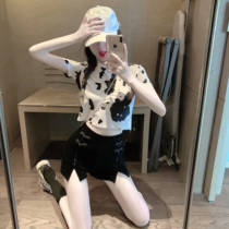 Small cow short sleeve t-shirt women 2021 new summer ins tide high waist tight navel Super fire short coat women