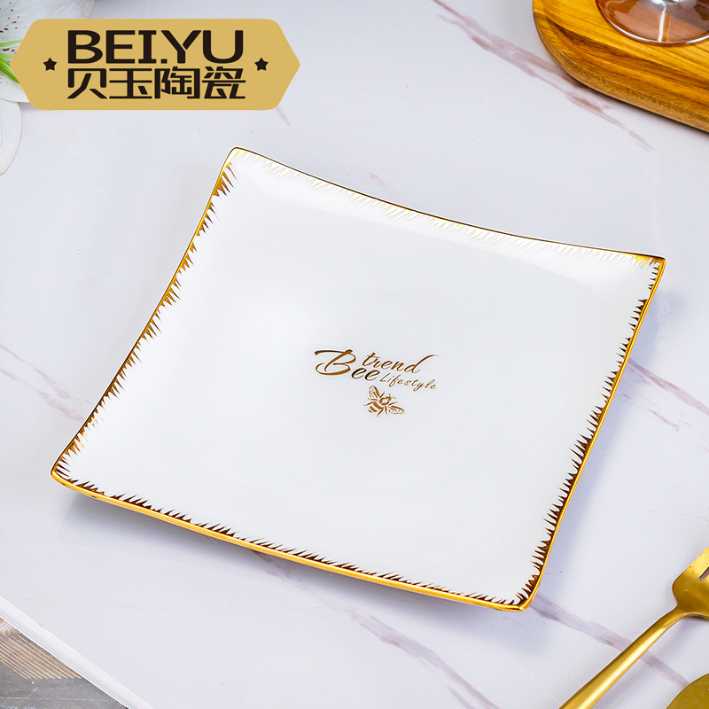 BeiYu bee ceramic dish creative dessert square plate ipads porcelain western food steak flat tray is home