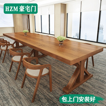 American-style solid wood conference table long table office training table reception long table work table meeting guests negotiation table and chair combination