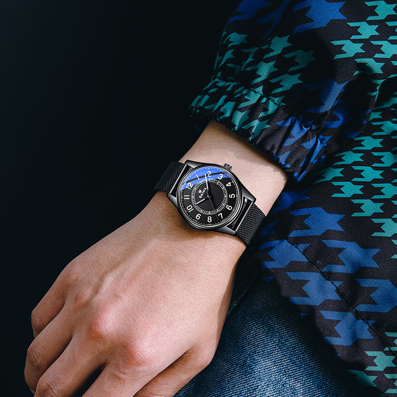 superme轻薄夜光氚气黑科技品牌手表男士机械表学生潮流镂空防水