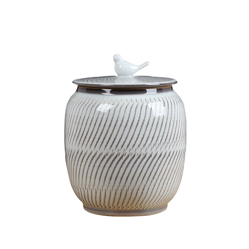 Large tea jar airtight jar of jingdezhen tea service furnishing articles ceramics handicraft sitting room adornment white tea POTS