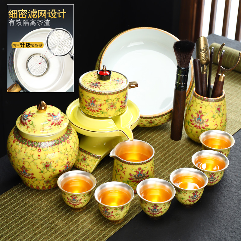 Fit recreational product jingdezhen ceramic coppering. As silver tea set automatically prevent hot lazy people make tea, kungfu tea set