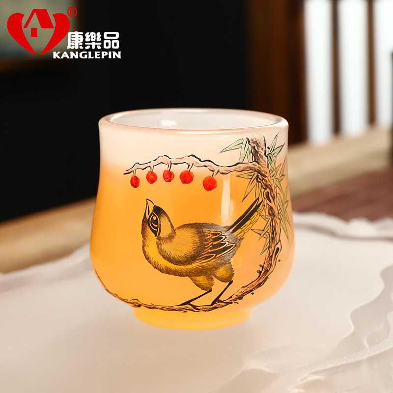 Recreational products under the coloured glaze jade porcelain glaze colorful pure hand - made kung fu tea tea cup sample tea cup glass sheet fullness