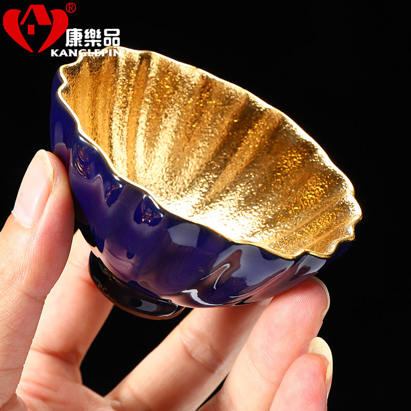 Recreational product gold violet arenaceous mud cup household move master zhu ceramic kunfu tea light cup single cup gift boxes