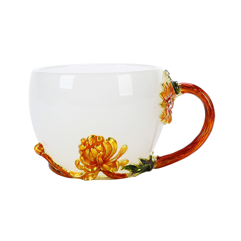 Recreational product made jade porcelain teacup tea masters cup sample tea cup copper colored enamel glaze, the use of single CPU kung fu tea set