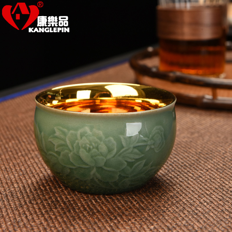 Recreational products checking celadon bodhi leaf cup men 's and women' s individual gold lamp that kung fu office Chinese peony