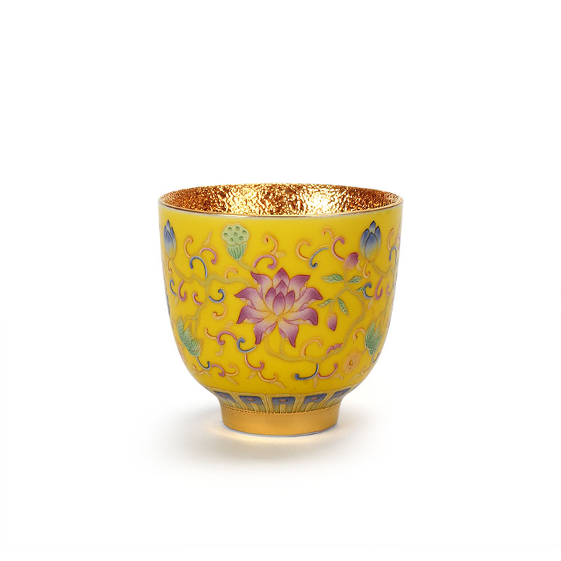 Recreational product court enamel color gold wind small ceramic cups of tea light sample tea cup master cup kung fu tea cup home