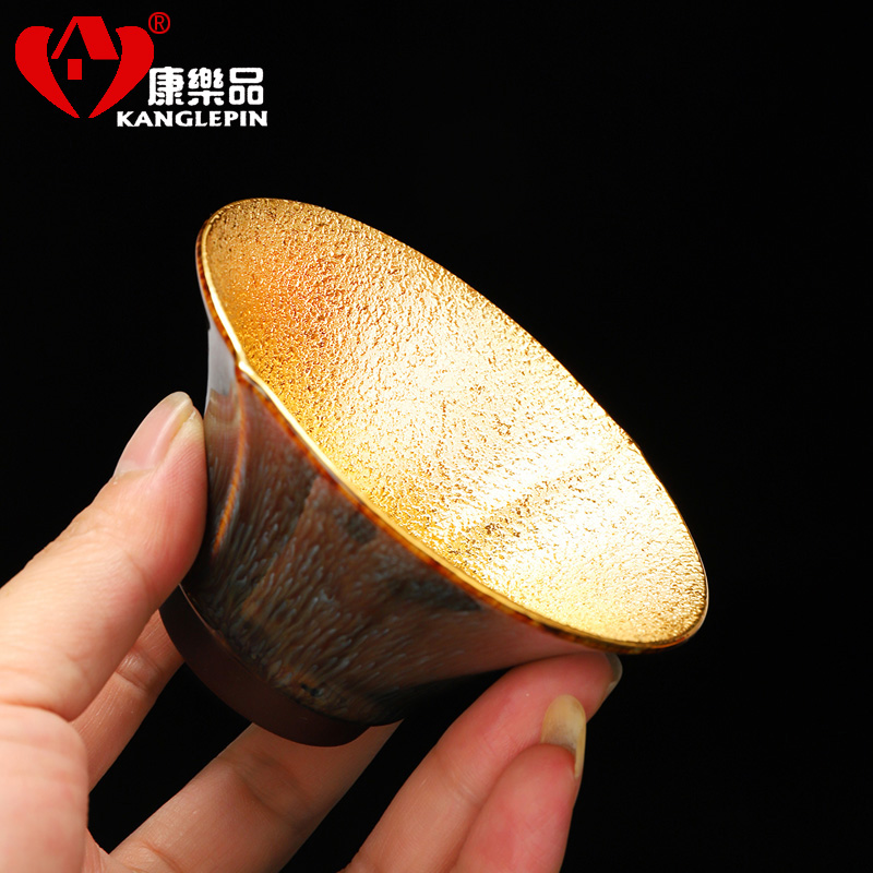 Recreational product big lacquer prevent hot tea pure manual big masters cup new Chinese porcelain body gold cup sample tea cup