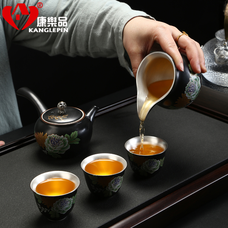 Recreational outfit 999 silver kung fu tea tea set a complete set of checking key-2 luxury contracted ceramic cup teapot