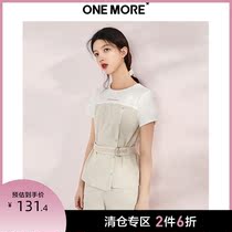 ONE MORE2020 summer new T-shirt stitching suit top casual pants simple style khaki trousers womens clothing