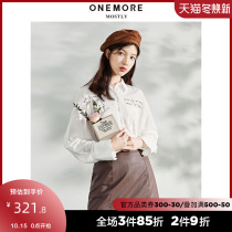 ONE MORE2020 spring new white shirt print top A1KAA102B15