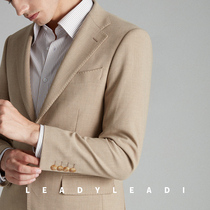 Mens suit set champagne suit two-piece business casual dress Korean slim groom wedding dress