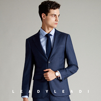 Suit suit suit mens suit two-piece groom wedding dress best man business Korean version of self-cultivation professional dress blue