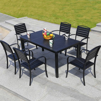 Outdoor Patio Casual Milk Tea Shop Open-air Outdoor Balcony Villa Garden Folk embalming wood Outer swing plastic wood table and chairs