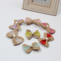 DIY handmade hemp rope accessories flowers new pearl lace linen bow wedding decorative flowers