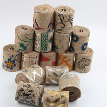 Printed linen roll DIY handmade Christmas wedding decoration crafts printing gold linen strip AliExpress hot sale