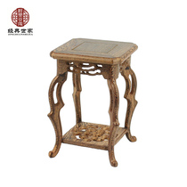 Redwood miniature jade carving strange stone crafts ornaments jade base chicken wing Wood set three seas horse flower stand