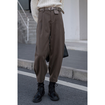 You Alley pants women 2021 new autumn and winter thick hairy drape sagging feeling high waist slim slacks loose trousers