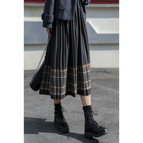 You Alley ethnic style design sense skirt women 2021 new winter with sweater elastic wool pleated skirt