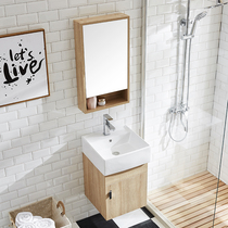Nordic small apartment solid wood bathroom cabinet combination Sink bathroom cabinet Bathroom face wash basin cabinet combination
