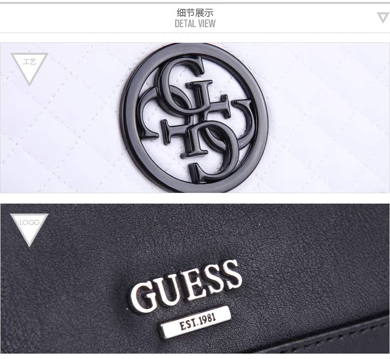 巴厘錢包燙金logo GUESS 20春女式撞色格紋金屬LOGO折疊長款錢包-VY662366 lv包logo