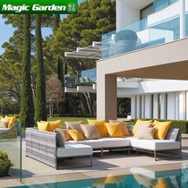 Outdoor Rattan Design Webbing Webbing Sofa Patio Hotel Light Lavish Chair Tea Table Outdoor Lying Bed Casual Furniture Combination