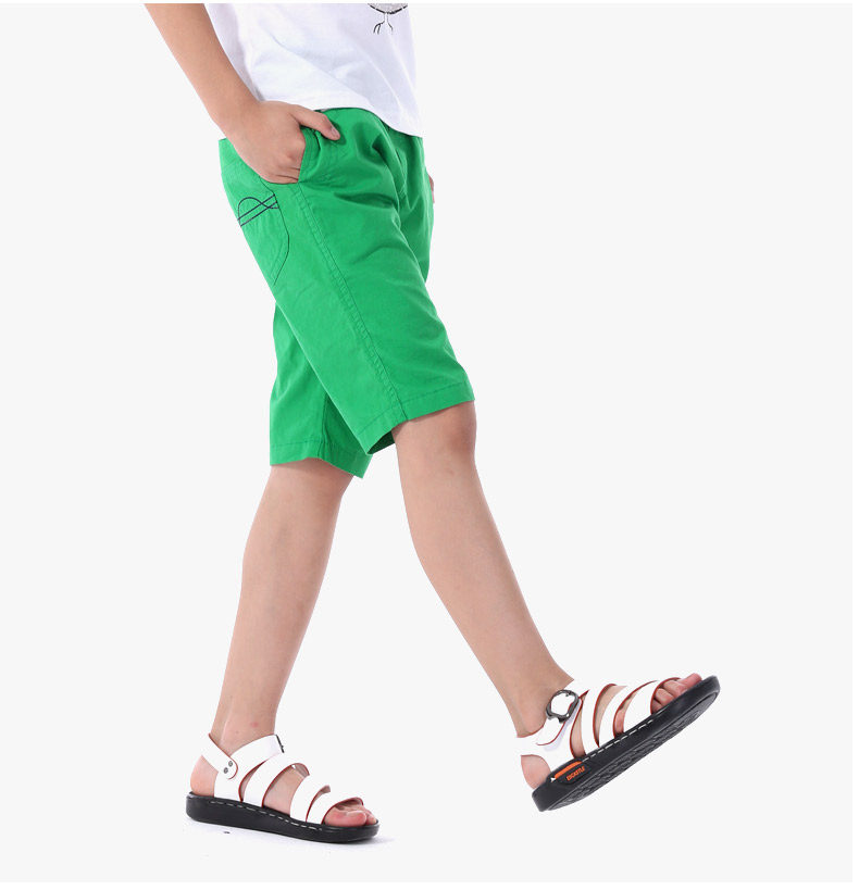 男童夏装彩蓝卡其宝蓝土黄绿色纯棉短裤中大童休闲裤儿童马裤中裤