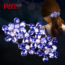 Hairclip Female Korean Elegant Adult Rhinestone Medium Head Head Head Hair Top Clip Headdress Mother Crystal Card Spring Clip