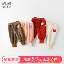 HHTU girls pants autumn winter trousers baby pants autumn wear baby plush pants spring and autumn