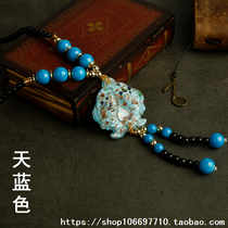 Batch of Hair Glazed Necklace Famous family Wind length Glazed Double Fish Sweater Chain Crystal Necklace Glazed Sweater Chain Item Accessories