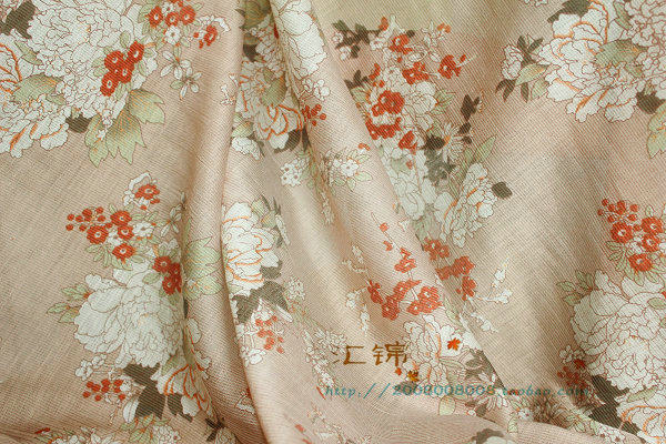 牡丹禅林纱棉质透气雪纺汉服旗袍衬衣茶服连衣裙布料面料