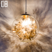Bedroom bedside chandelier Nordic personality creative restaurant bar lamp glass round ball simple modern decoration small chandelier