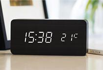 Creative LED alarm clock Mute electronic clock Simple wooden clock Personality student alarm home clock luminous