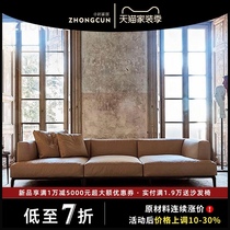 Leather sofa Minimalist Italy Milan light luxury first layer cowhide industrial style high-legged designer wide armrest