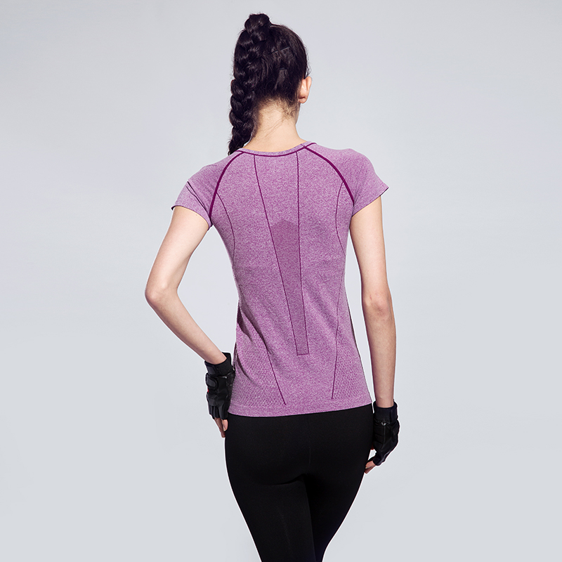 我形我塑h歌瑜伽服健身服女士跑步运动拼色短袖T恤显瘦速干上衣产品展示图2