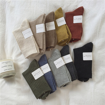 muzi 2021 autumn concave shape good match wear single shoes small white shoes recommended stacking socks vertical grain pure color socks