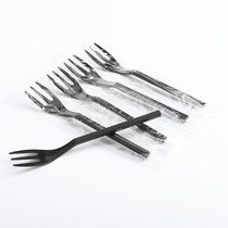 Black disposable fork Independent packaging thickened fruit fork Fruit sign cake dessert KTV fruit fork