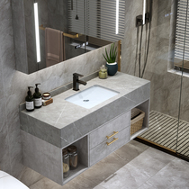 Modern simple light luxury rock board one-piece bathroom cabinet combination Hand wash face pool bathroom wash basin set Nordic