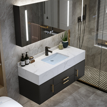 Modern simple light luxury rock board one-piece bathroom cabinet combination Wash hands wash face pool toilet wash basin Mirror cabinet