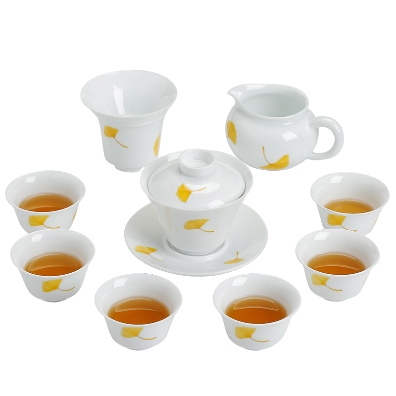 Su ceramic hand draw a complete set of tea service suit household kung fu tea set under the glaze color tureen tea cups