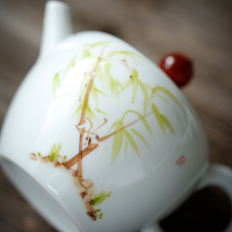 Su hand - made ceramic teapot kung fu tea set white porcelain teapot single pot of household small teapot