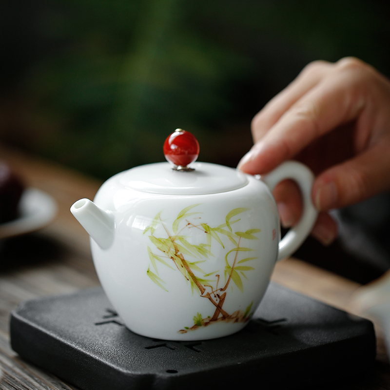 Su hand - made ceramic teapot kung fu tea set white porcelain teapot single pot of household small teapot