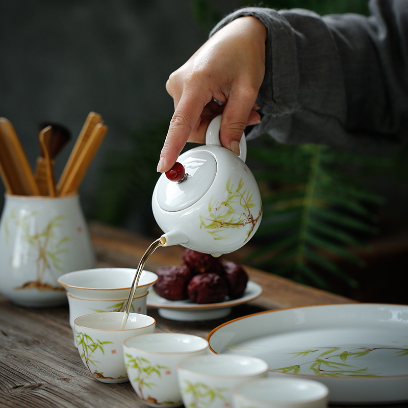 Su hand - made ceramic teapot kung fu tea set white porcelain teapot single pot of household small teapot