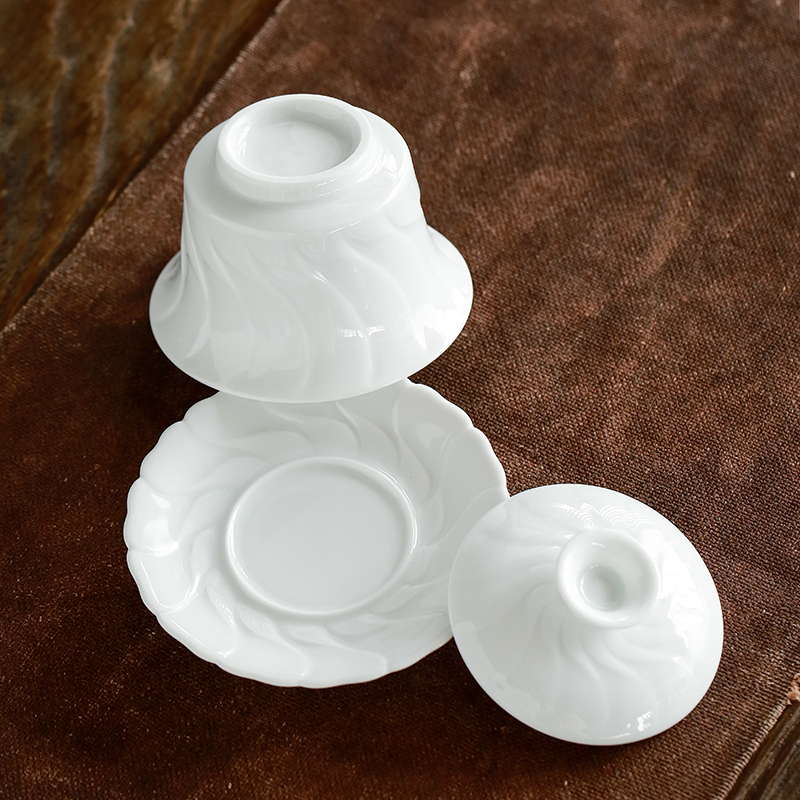 Su ceramic ceramic tureen home tea cups white porcelain bowl three BeiYing celadon contracted tureen in use